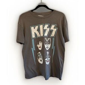 Kiss‎ Rock Band T-Shirt Gray Dynasty Graphic Unisex Sz. Large Distressed